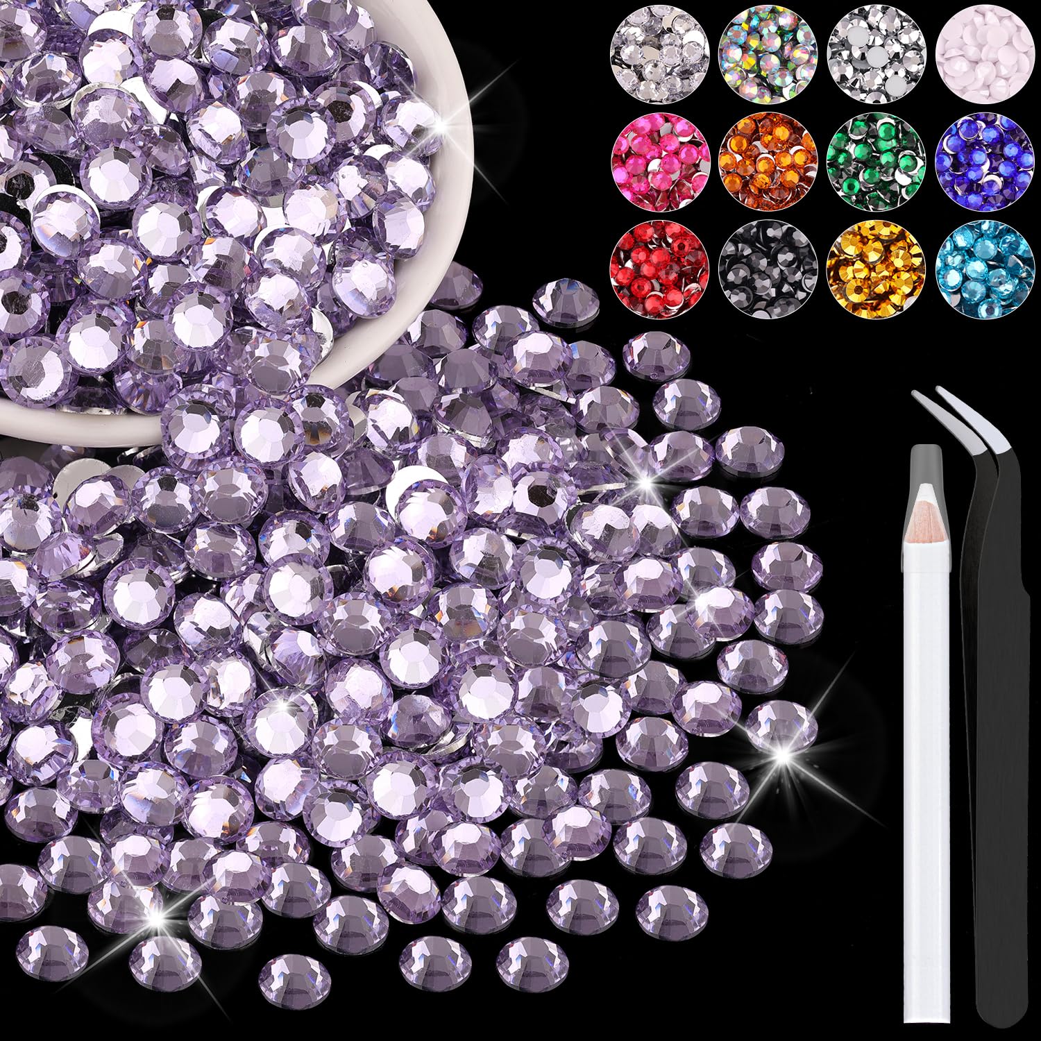 Kit de Strass Nail Art 3100pcs,3D Mix Nail Art Strass Cristaux Diamants de Forme Spéciale Strass Ongles pour Ongles Acryliques,Hoinco Ongles Strass pour Boîte à Strass Cristal Kit avec Perceuse