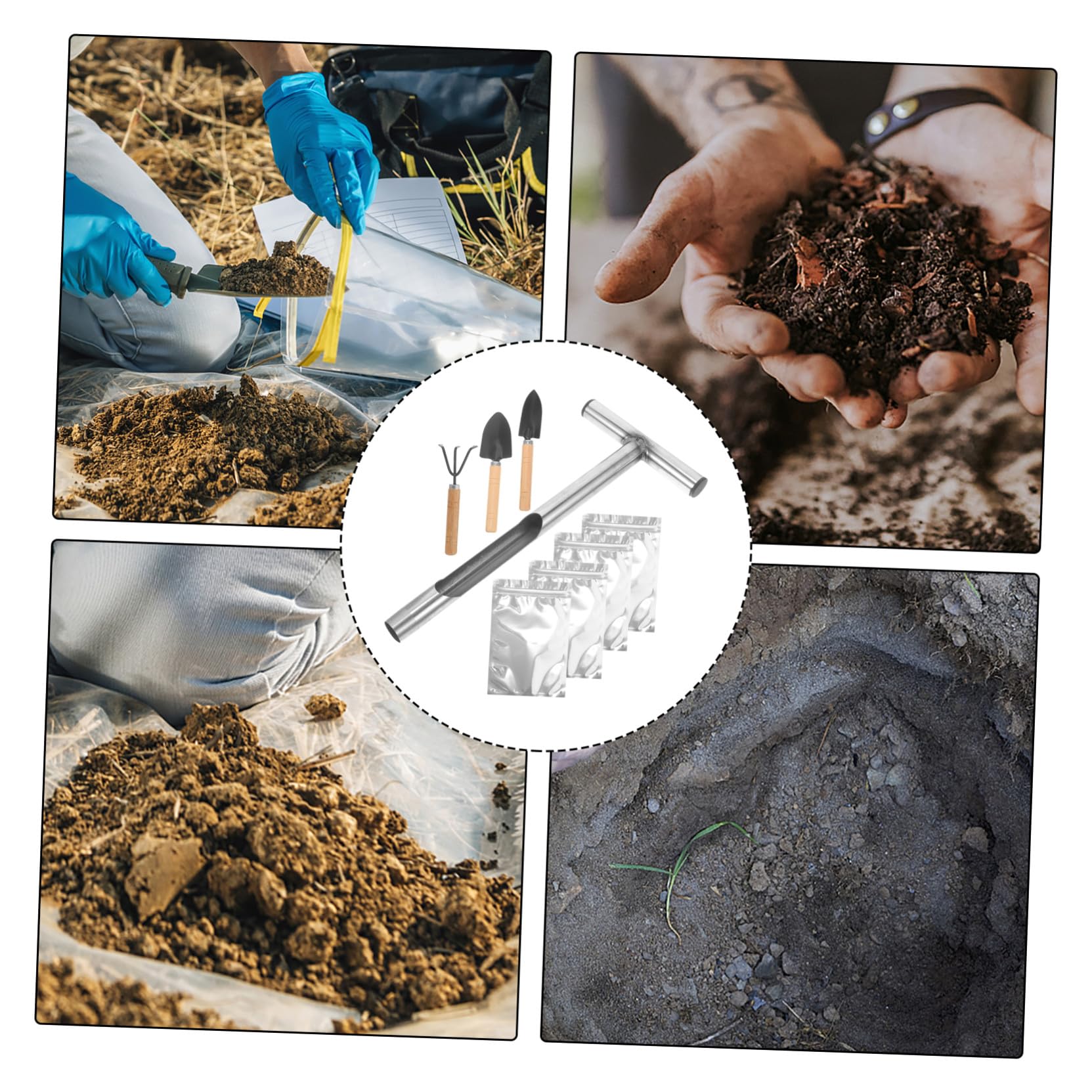 SHINEOFI Bodenprobenentnahmewerkzeug aus Edelstahl mit Ergonomischem Griff Leicht zu Bedienen für Garten und Rasenpflege