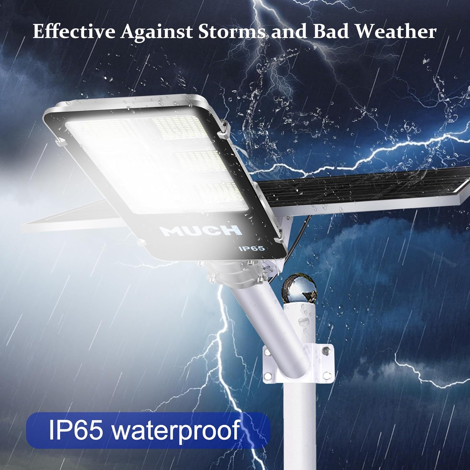 MUCH Solar Lights Outdoor Waterproof 8000W, 200° Wide Angle Solar Street Light, Solar Flood Lights Outdoor Motion Sensor with Remote, Solar Security Lights for Yard(1 Pack 8000W)