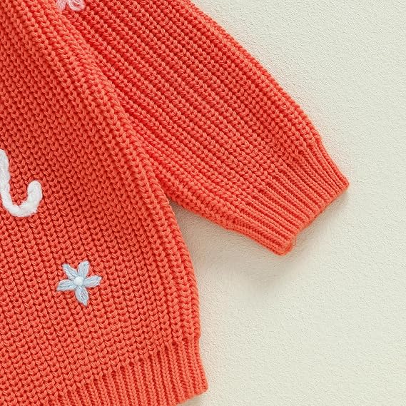 Infant Baby Girl Sweater Embroidery Little Sister Sweatshirt Long Sleeve Pullover Infant Girl Winter Clothes