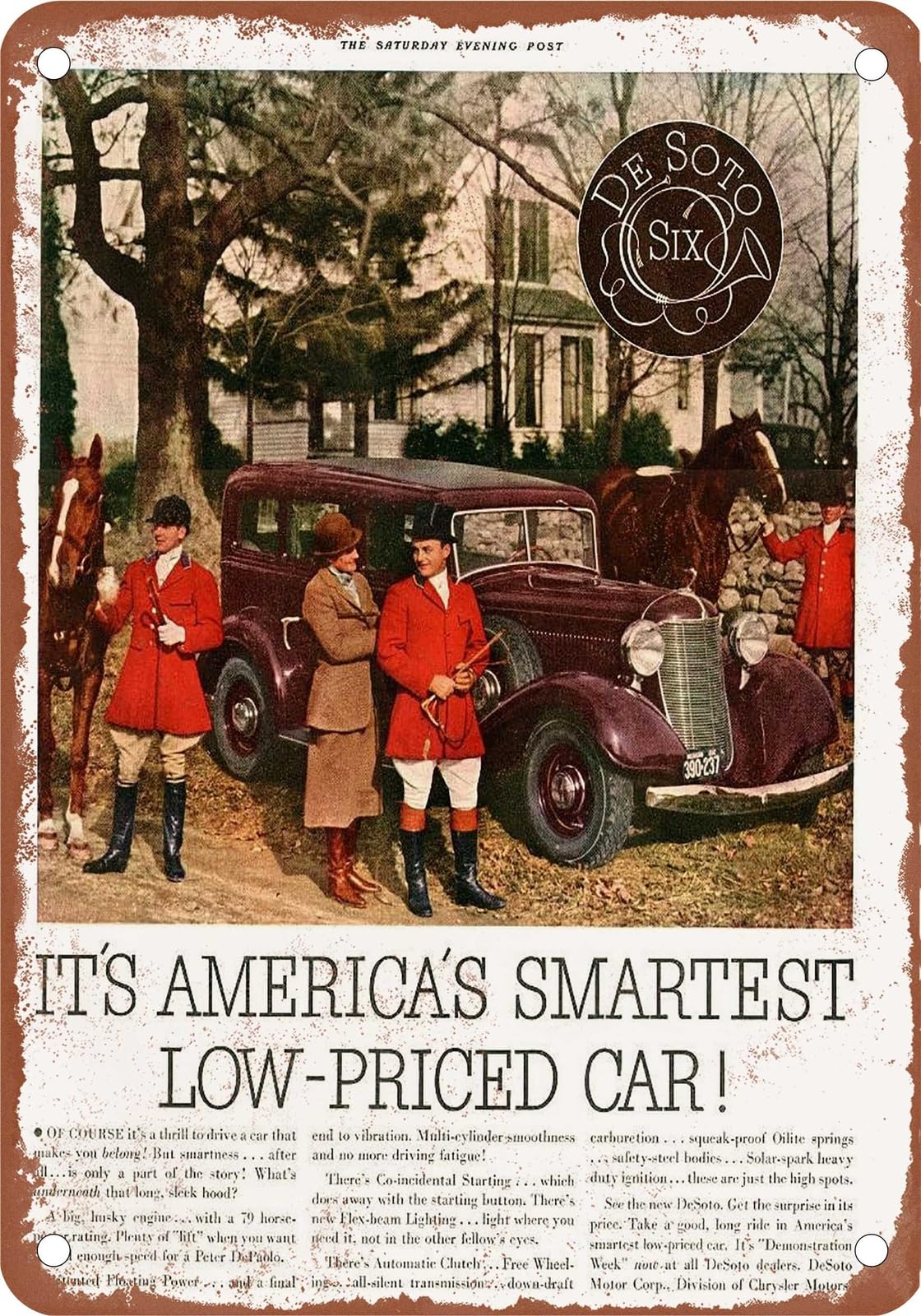 METAL SIGN - 1933 DeSoto Vintage Ad 03 - Old Retro Rusty Look home decor