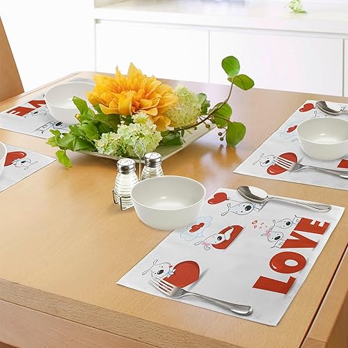 Miniatura 306 de Ambesonne Juego de 4 manteles individuales amarillos y azules, diseño de flores de primavera, flores vibrantes, manteles individuales de tela Azul