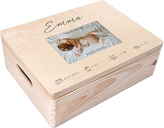 Personalized XL Rustic Modern Wooden Storage Box | 15.8x11.8x5.5in | Memory Box