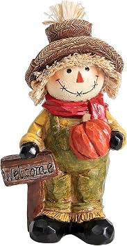 Fall Harvest Scarecrow Decor Sturdy Resin Scarecrow Figurine Ideal Fall Centerpieces for Tables Fireplace Decorations for the Holidays and Fall Season Decor