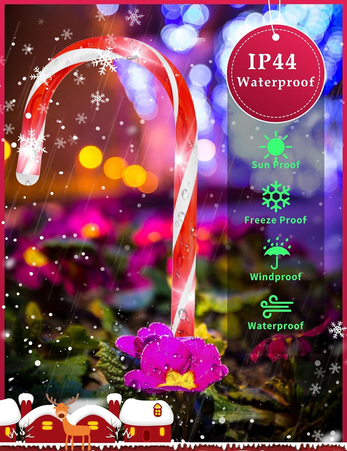 ZHAHA Solar Christmas Pathway Lights Outdoor Decorations, Solar Candy Cane Lights for Yard Patio Garden Walkway with 8 Light Mode, Remote, Timer, 48 LED, Upgraded Christmas Outdoor Decorations, 8 Pack