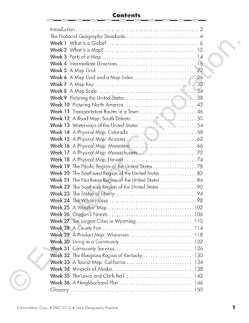 Evan-Moor Daily Geography Practice, Grade 3, Homeschooling and Classroom Resource Workbook, Reproducible Worksheets, Teaching Edition, USA, World, Continents, Oceans, Countries