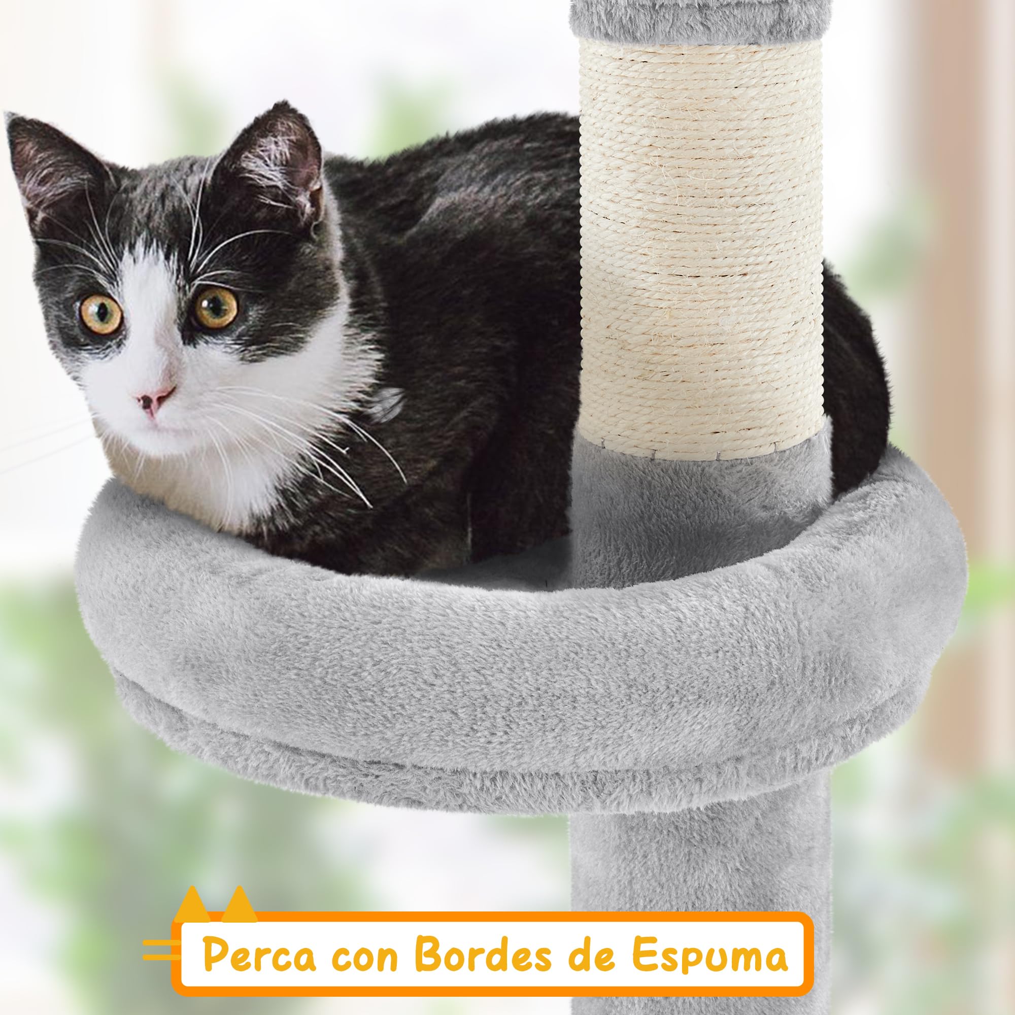 Yaheetech Torre Rascador para Gatos en Altura Ajustable 226-266cmGris Claro | 4 Plataformas,Durabilidad y estabilidad reforzada,Fácil montaje, Felpa suave, Ahorra espacio, sisal resistente,Ahorra espacio