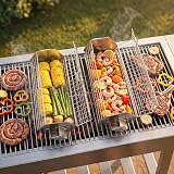 Yaskyly Rolling Grill Baskets for Outdoor Grill, 2PCS BBQ Grilling Basket, Flip Open Hexagon Design, Stainless Steel Grilling Accessories with Removable Wooden Handle for Meat Fish Vegetable Seafood - 7