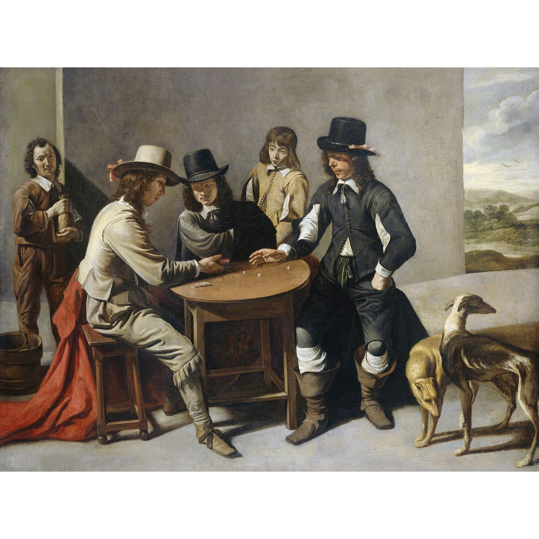 Mathieu Lenain Le Cadet The Dice Shooters Painting Premium Wall Art Canvas Print 18X24 Inch