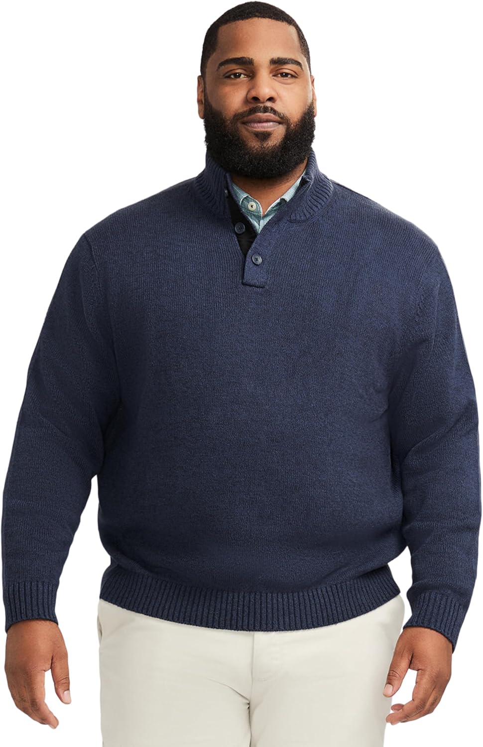 Izod Men's Big and Tall Button Mock Sweater