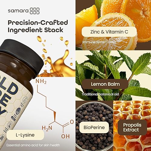 Miniatura 5 de Samara 888 L Lysine Soporte para el tratamiento del herpes labial, suplemento herbario para herpes labial con picolinato de zinc, extracto de hoja