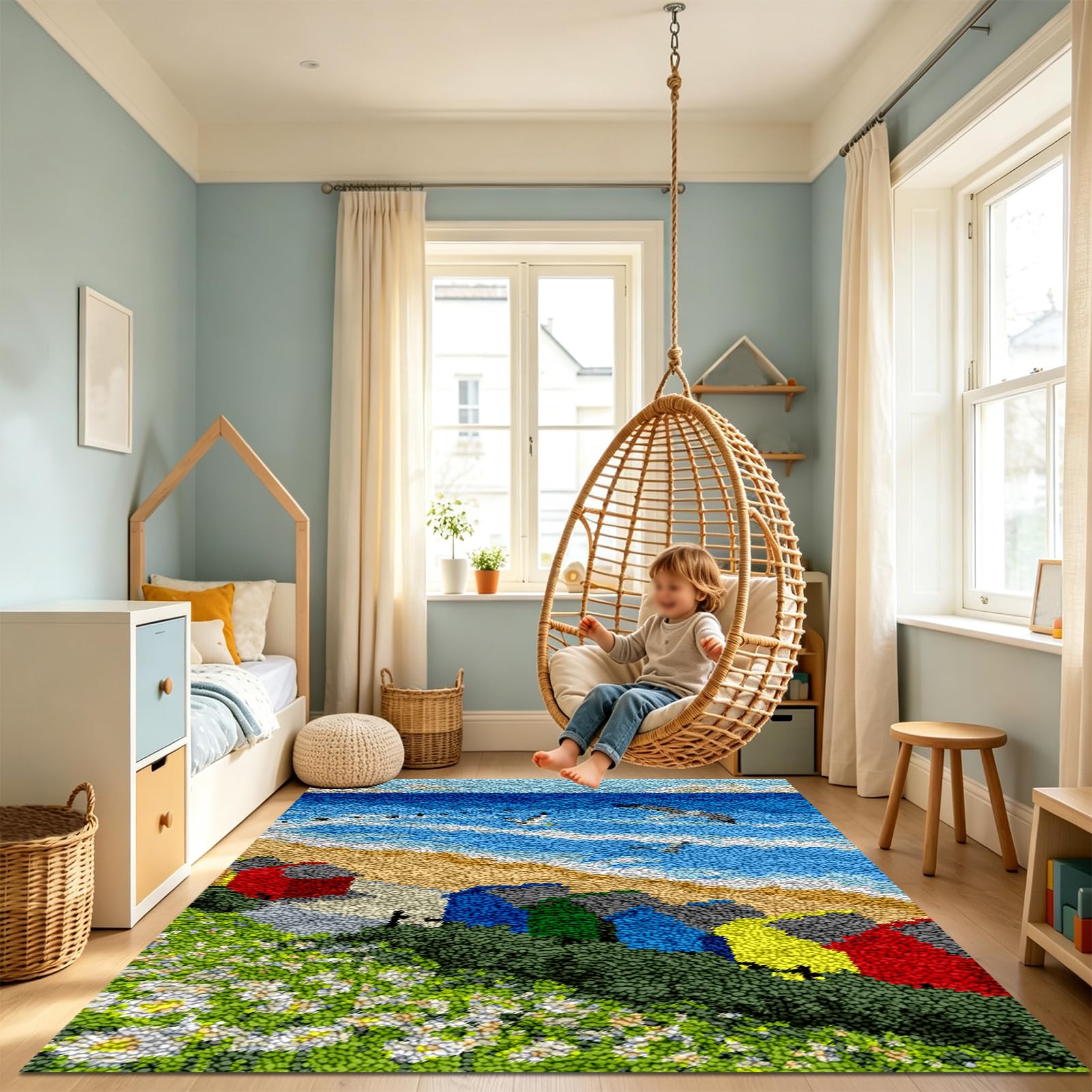 Kit per la Creazione di Tappeti Adulti Kit di Tappeti con Gancio a Scatto Fai da Te 140x180 cm Grande Artigianale con Gancio a Scatto Kit Tappeto Set Arazzo Modelli Stampati Decorativi