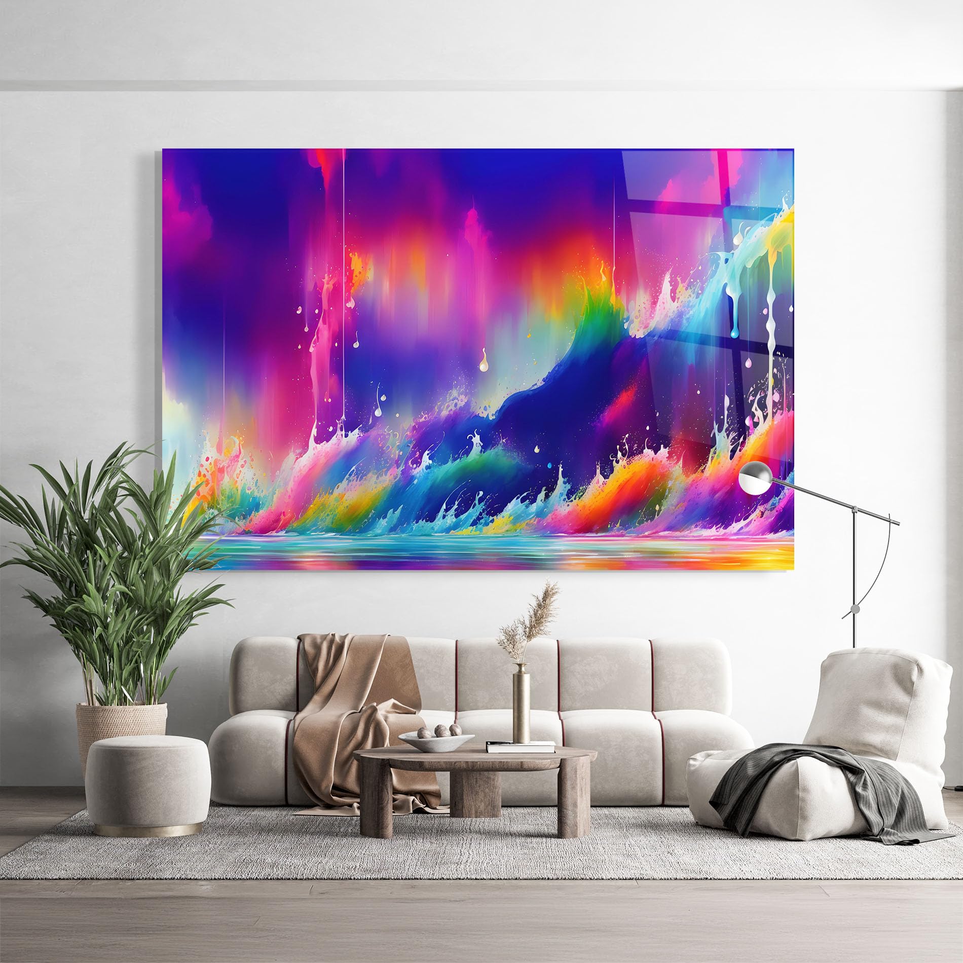 ARTHUB® Moderne impression sur verre 50x70 cm, 4mm verre trempé | Tableau en verre salon et chambre, Décoration murale moderne, Décoration intérieure, abstrait, Fairytale Landscape
