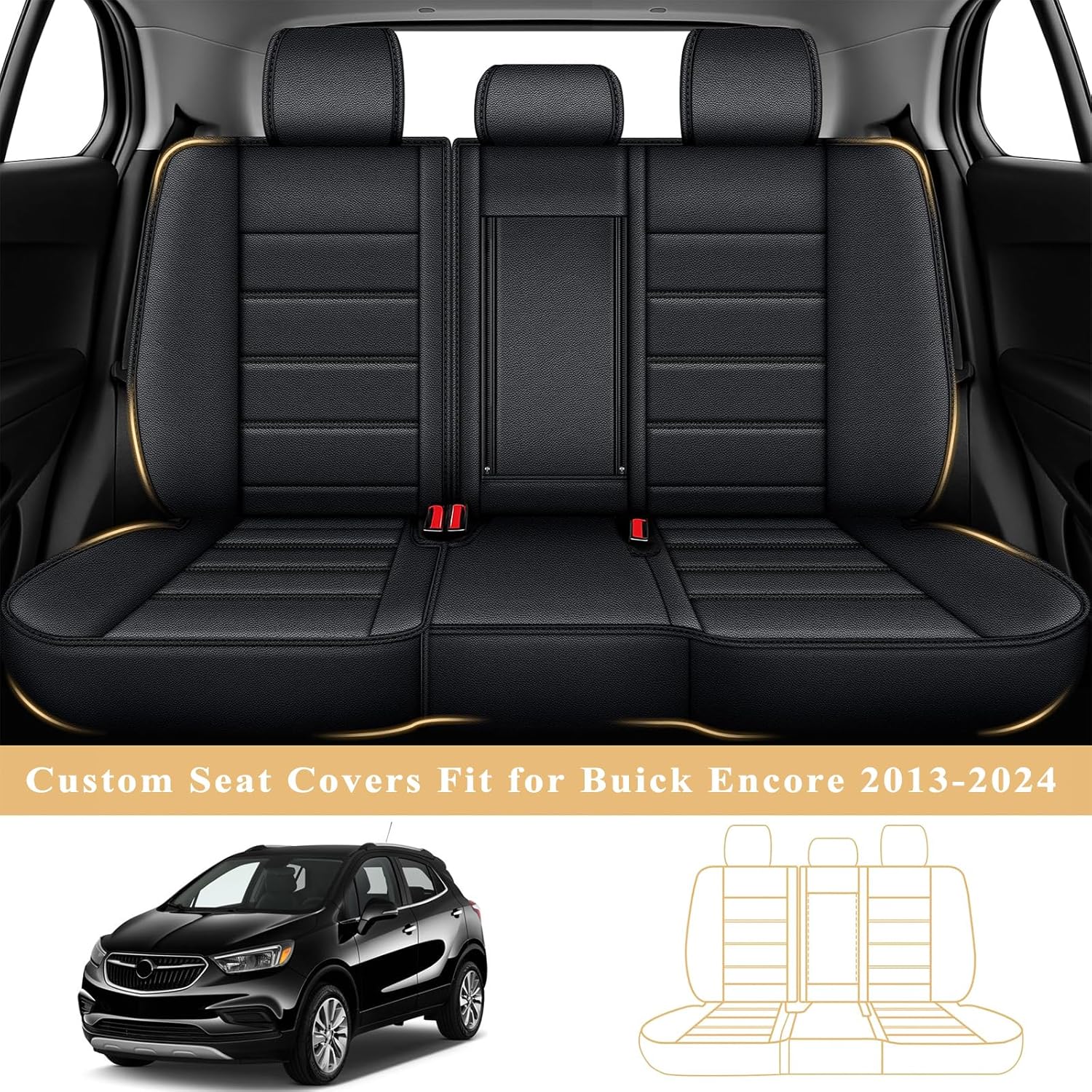 TTX LIGHTING Car Seat Covers Fit for Buick Encore:2013-2024,Full Set Waterproof Automotive Seat Covers Scratch-Resistant,Seat Covers for SUV Auto Interior Covers Accessories(5 Seat,Black)