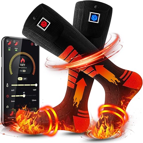 Miniatura 1 de Calcetines térmicos para hombres y mujeres, salida eficiente de 9 V, batería de 22.2 Wh, calcetines de calefacción mejorados con control remoto por