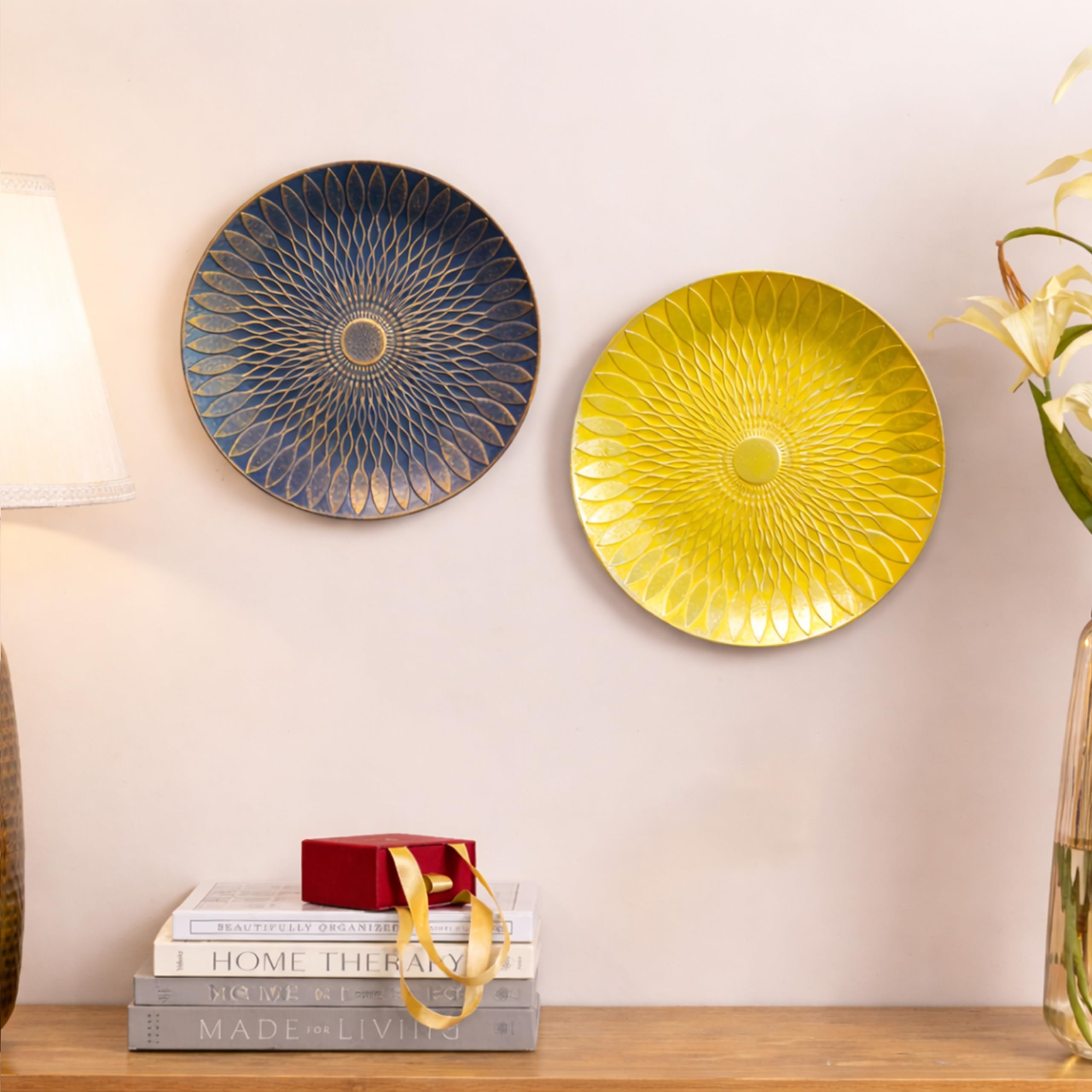 Art Street Decorative Wall Plates - Blue & Yellow -6