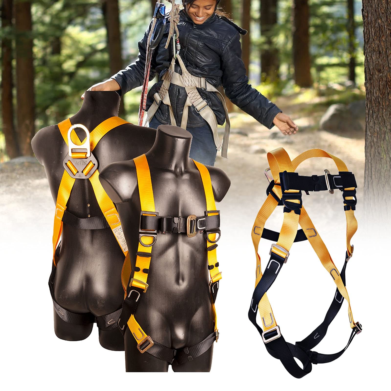 SwaYve Kit de Arnés de Seguridad, Arnés de Protección Contra Caídas para Trabajos de Construcción, Arneses de Seguridad de Cuerpo Completo, Arnés de Escalada