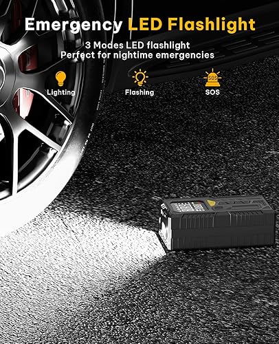 Miniatura 5 de Inflador de neumáticos, compresor de aire portátil, bomba de aire portátil inalámbrica de 150 psi para neumáticos de automóvil, inflado más rápido