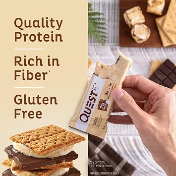 Quest Nutrition Lemon Cake Protein Bars, High Protein, Low Carb, Gluten Free, Keto Friendly, 12 Count (Pack of 1) & S'mores Protein Bar, High Protein, Low Carb, Gluten Free, Keto Friendly, 12 Count
