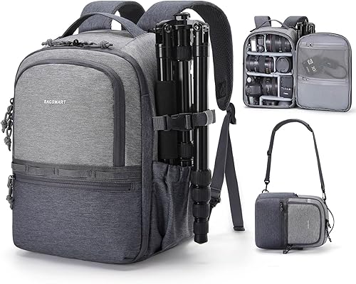 BAGSMART Mochila para cámara DSLR SLR SLR para fotógrafos con múltiples formas de transporte, Gris, Moda