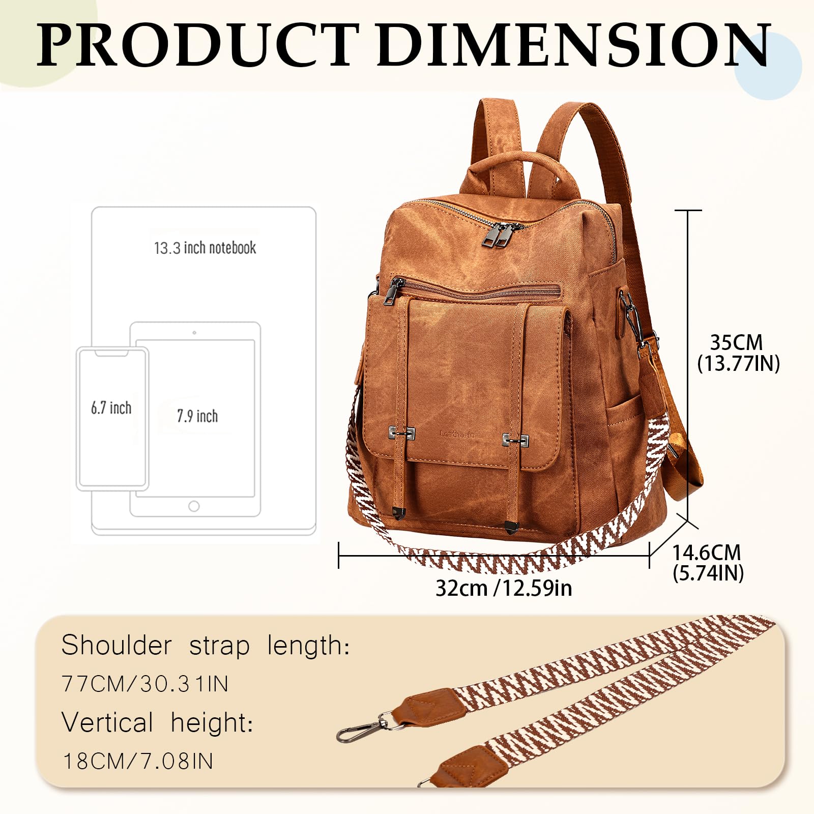 Leathario Zaino Donna in Pelle Vegana Impermeabile Antifurto,Borsa Elegante 3-in-1,Zaino da Lavoro, Viaggio e Uso Quotidiano