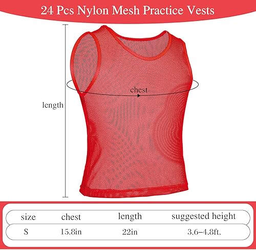 Miniatura 2 de Sintege 24 piezas de malla de nailon Scrimmage Team Practice Chalecos Pinnies Jerseys para niños Jóvenes Deportes Baloncesto Fútbol Fútbol