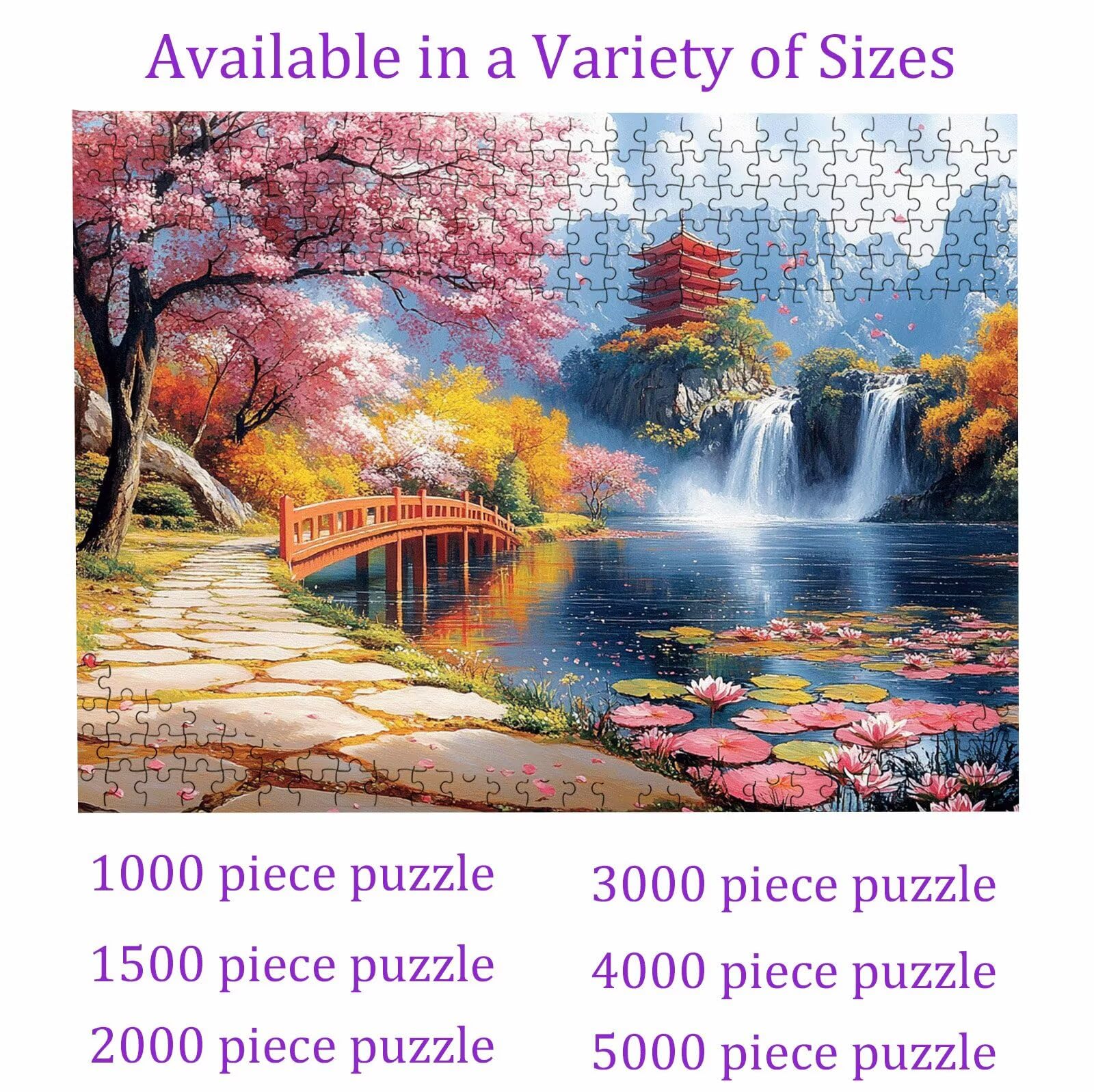 Puzzle 1000 elementów, puzzle 1000 elementów dla dorosłych, trudne puzzle, druk w wysokiej rozdzielczości i jasne kolory, drewniane puzzle jesienny krajobraz z wykwintnym pudełkiem do pakowania W3H