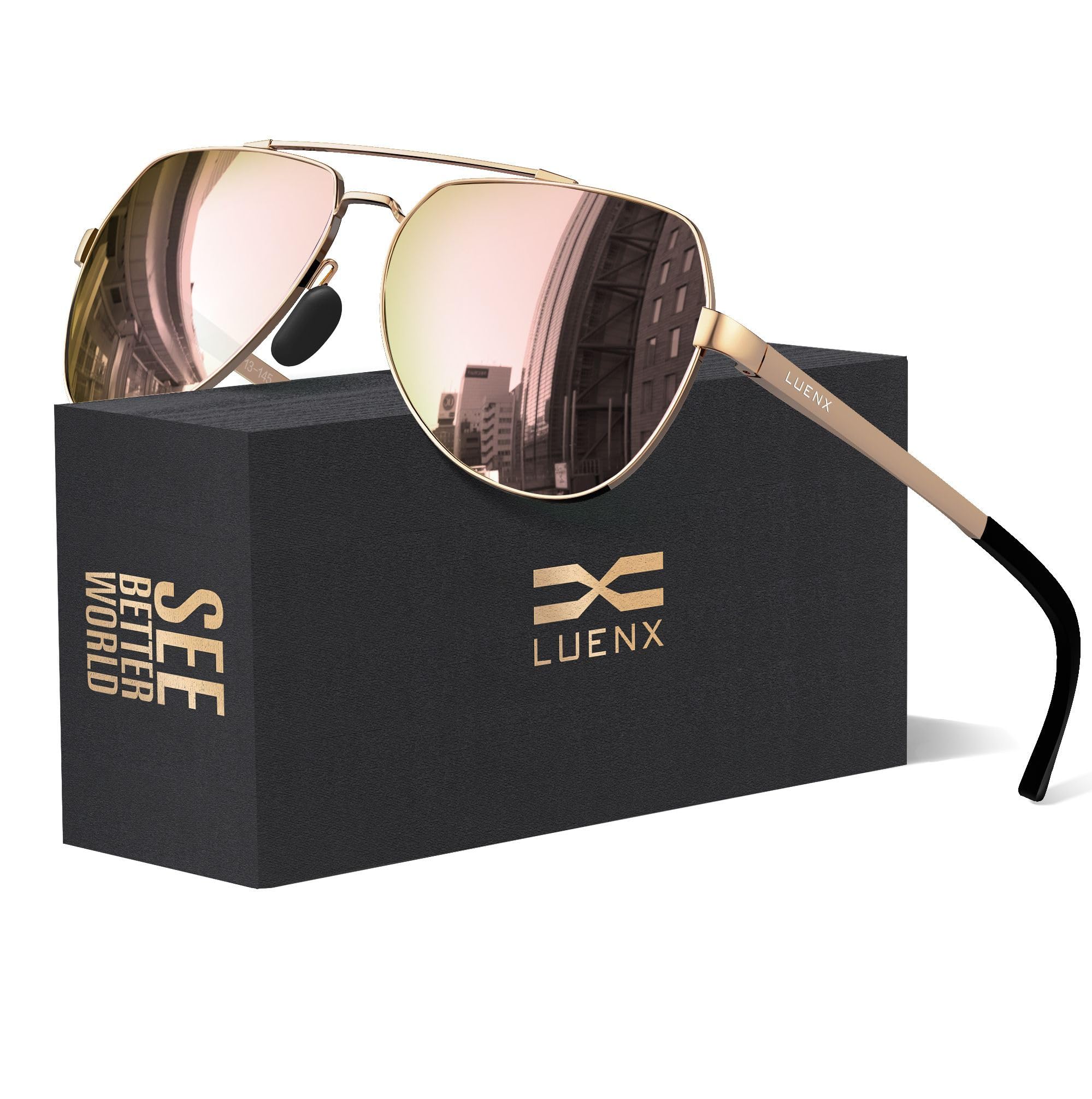 Aviator Sunglasses for Men Women Polarized New Shades Large Metal Frame - UV 400 Protection