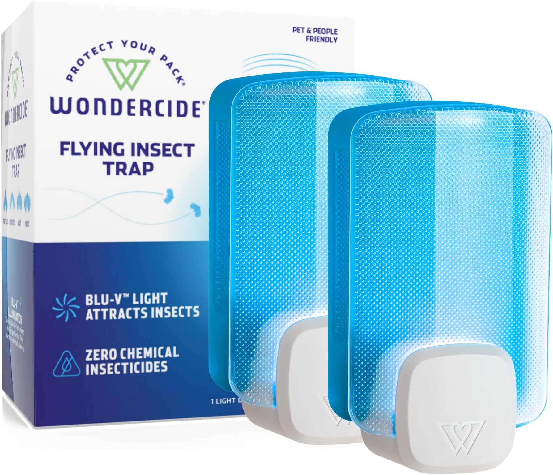 Flying Insect and Fly Trap - Indoor Bug Catcher for Fruit and House Flies, Gnats, Moths, and Mosquitoes - Starter Kit for Home and Kitchen - 1 Plug-in Light and 1 Cartridge