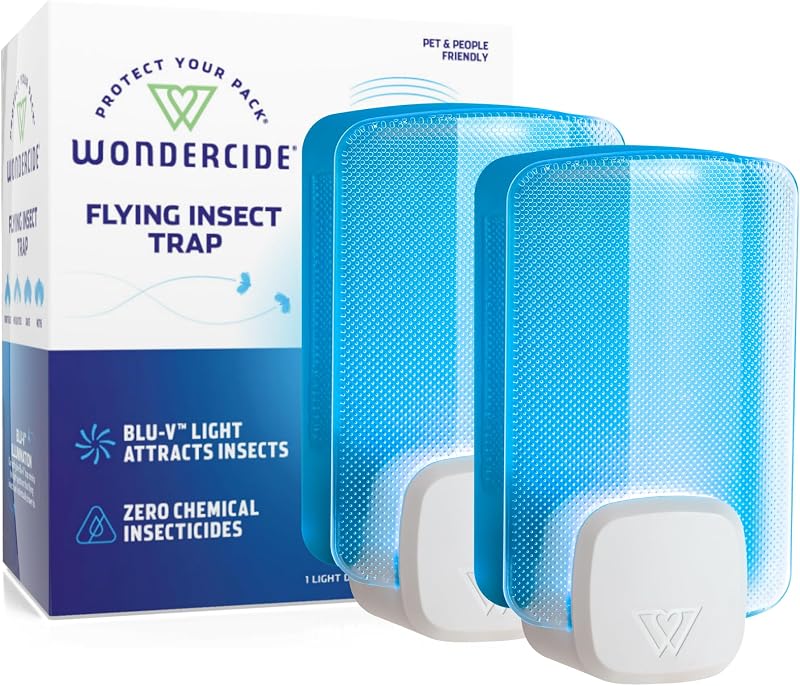 Fly and Flying Insect Trap - 1 Plug-in Light and 1 Cartridge | Indoor Bug Killer for House and Fruit Flies, Gnats, Moths, and Mosquitoes - Starter Kit for Home and Kitchen