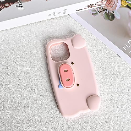 Miniatura 5 de Uioeua - Funda multifunción compatible con iPhone 11 con silicona suave, divertida, elástica, soporte para nariz de cerdo rosa, protección de cuerpo