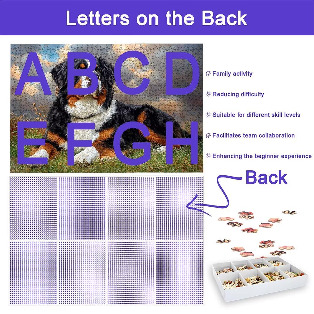 Puzzle dla psów dla dorosłych 1000, 1000 puzzli dla dorosłych, 75 x 50 cm, twarde, niemożliwe, drewniane puzzle, wymagająca gra dla całości, dla kobiet/mężczyzn, motyw: (zwierzę), -7423