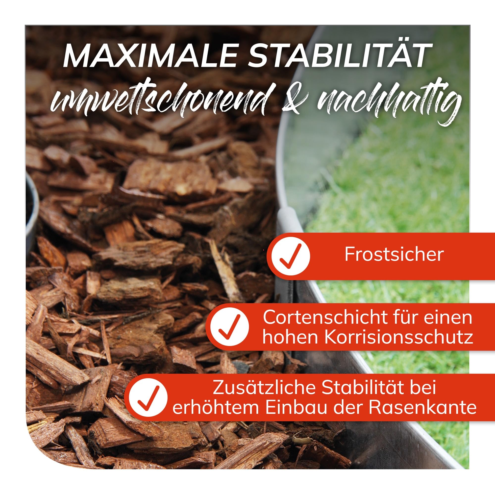 bellissa Bodenanker-Fixierung Rasenkanten 20er-Set Cortenstahl 20 cm | Robuster Erdspieß feuerverzinkt für zusätzliche Stabilisierung von Beetabgrenzungen, Beeteinfassungen & Beetbegrenzung
