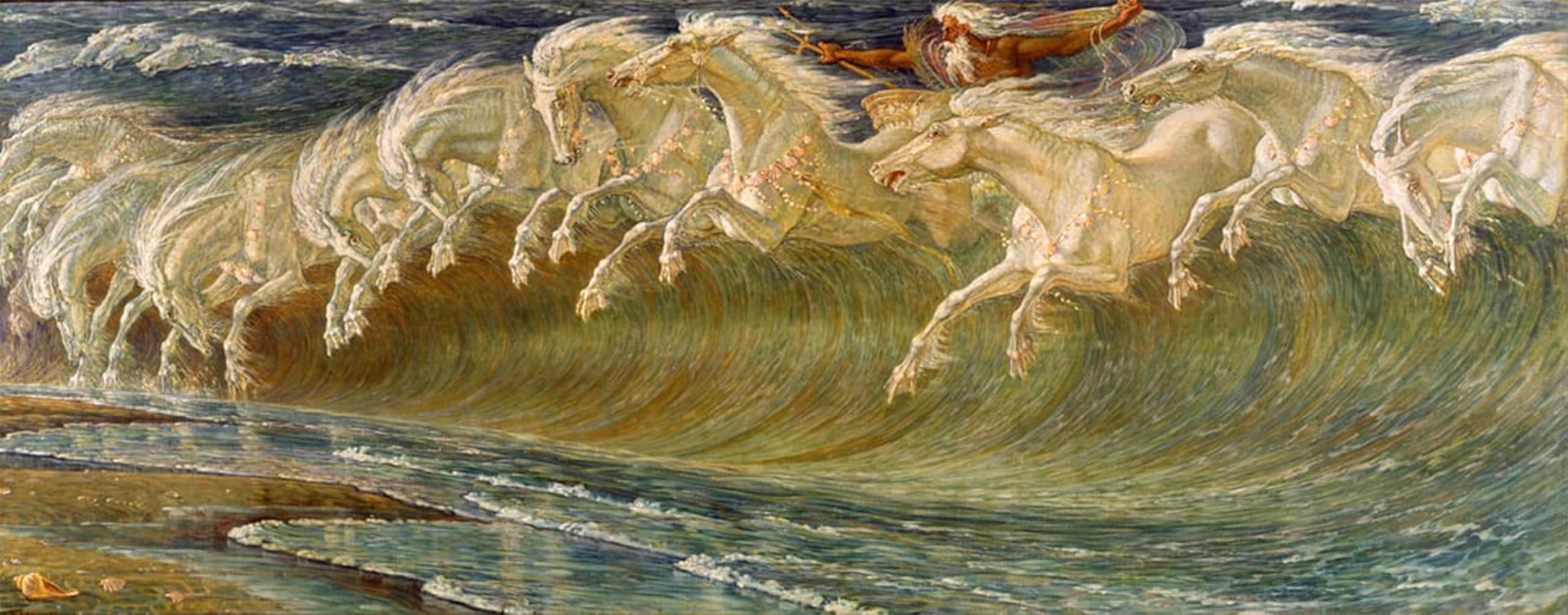 SERENDIPITP Aesthetic Poster Photo Wall Print Retro Picture the Horses of Neptune by Walter Crane Modern Wall Artwork for Home Decor 60x90cm