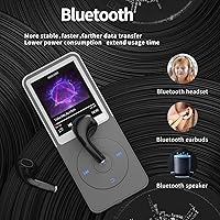 Vista 4 de Reproductor de MP3 con Bluetooth, reproductor de música portátil, reproductor de música MP3 Bluetooth con radio FM, grabadora, libro electrónico