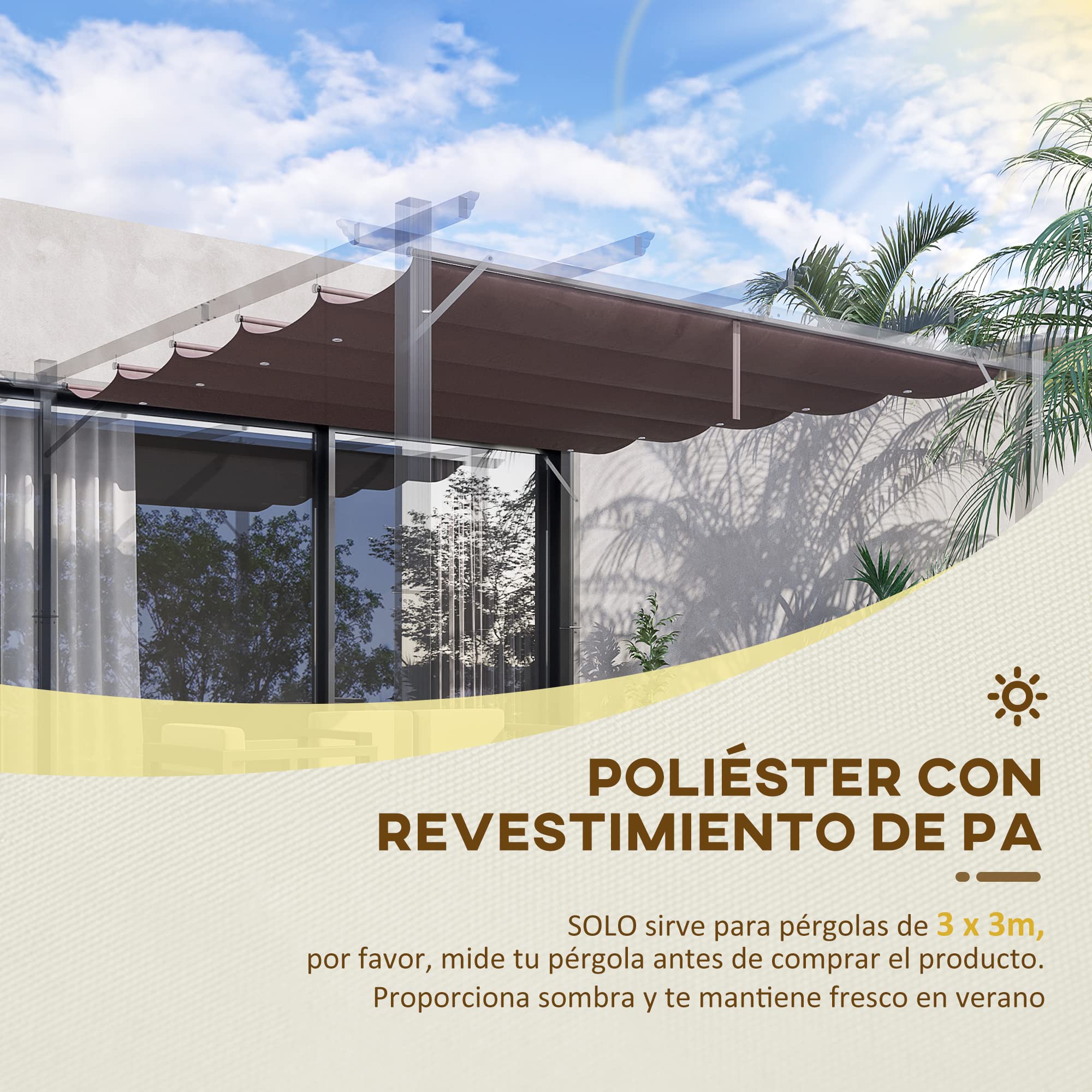 Telo Di Ricambio Per Gazebo Outsunny 3x3 M - In Poliestere Traspirante Con 10 Fori Di Drenaggio - Grigio Scuro