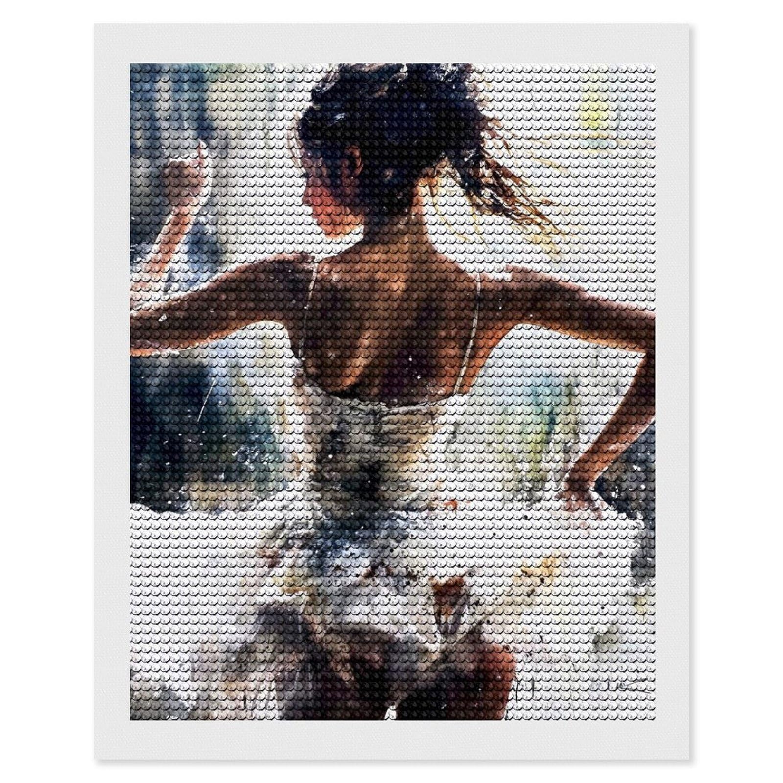 Junmoney Ballerina in White Tutu DIY Diamond Art Canvas Kit 16"x20", Christmas Gift, for Family Craft Time, Leisure Activity, Home Wall Art