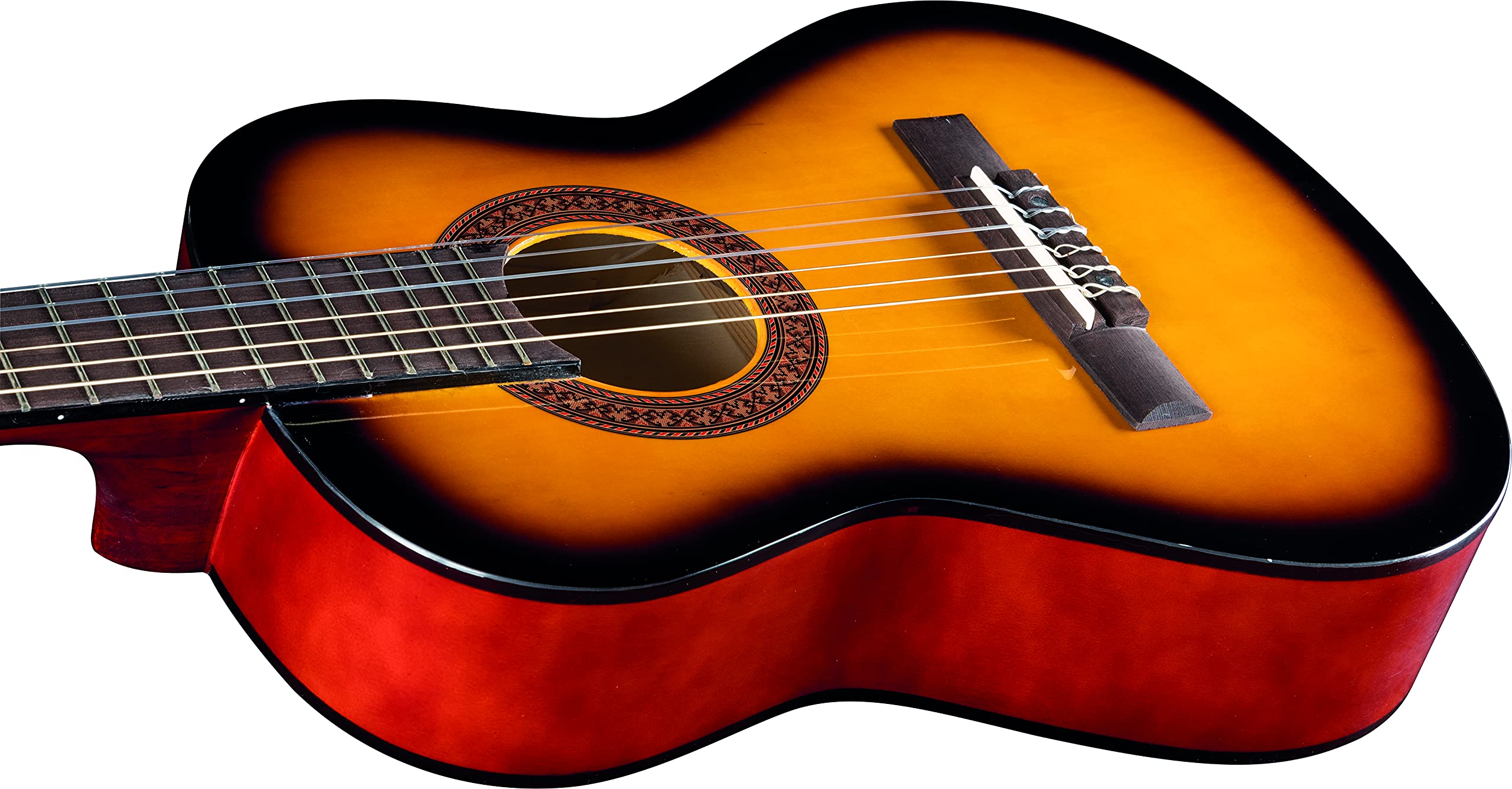 EKO GUITARS – CS‑2 SUNBURST, Guitarra Clásica Serie Studio, Escala 1/2, Tapa de Tilo Laminado, Aros y Fondo de Tilo Laminado, Mástil y Diapasón de Abedul, Funda Incluida, Color Sunburst