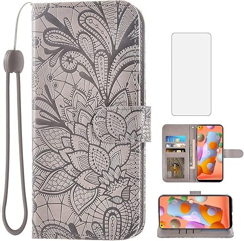 Asuwish Funda compatible con Samsung Galaxy A11 y protector de pantalla de vidrio templado, accesorios, tarjetero con función atril de encaje, disponible en Yaxa Peru