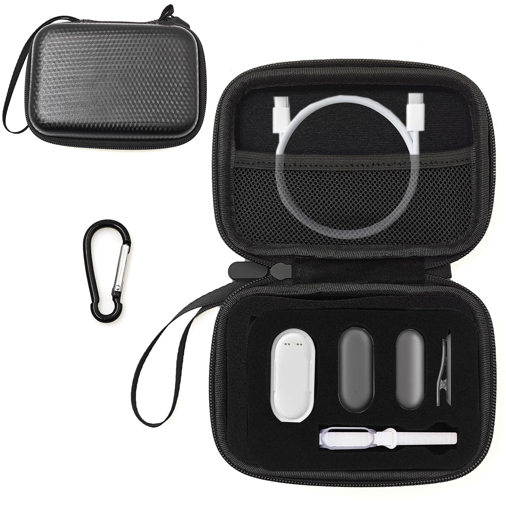 Protective Case for PLAUD NotePin Voice Recorder - Custom Fit Foam Holds All Accessories, Waterproof & Shockproof (Case Only) (Black)-image-37