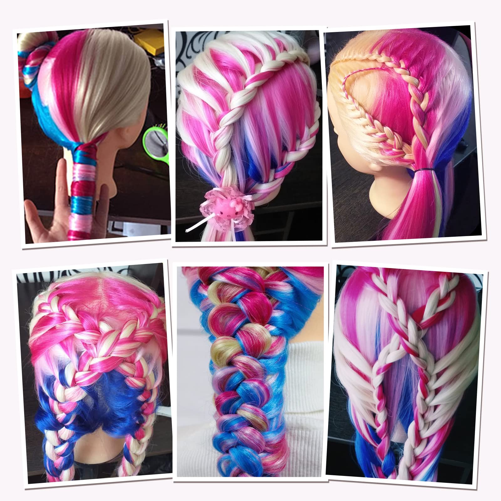 Testa Studio Manichini, TopDirect 75cm/29.5" Capelli Colorati Parrucchiere Cosmetologia Formazione Manichino Pratica Modello con Morsetto & DIY Accessori per Capelli