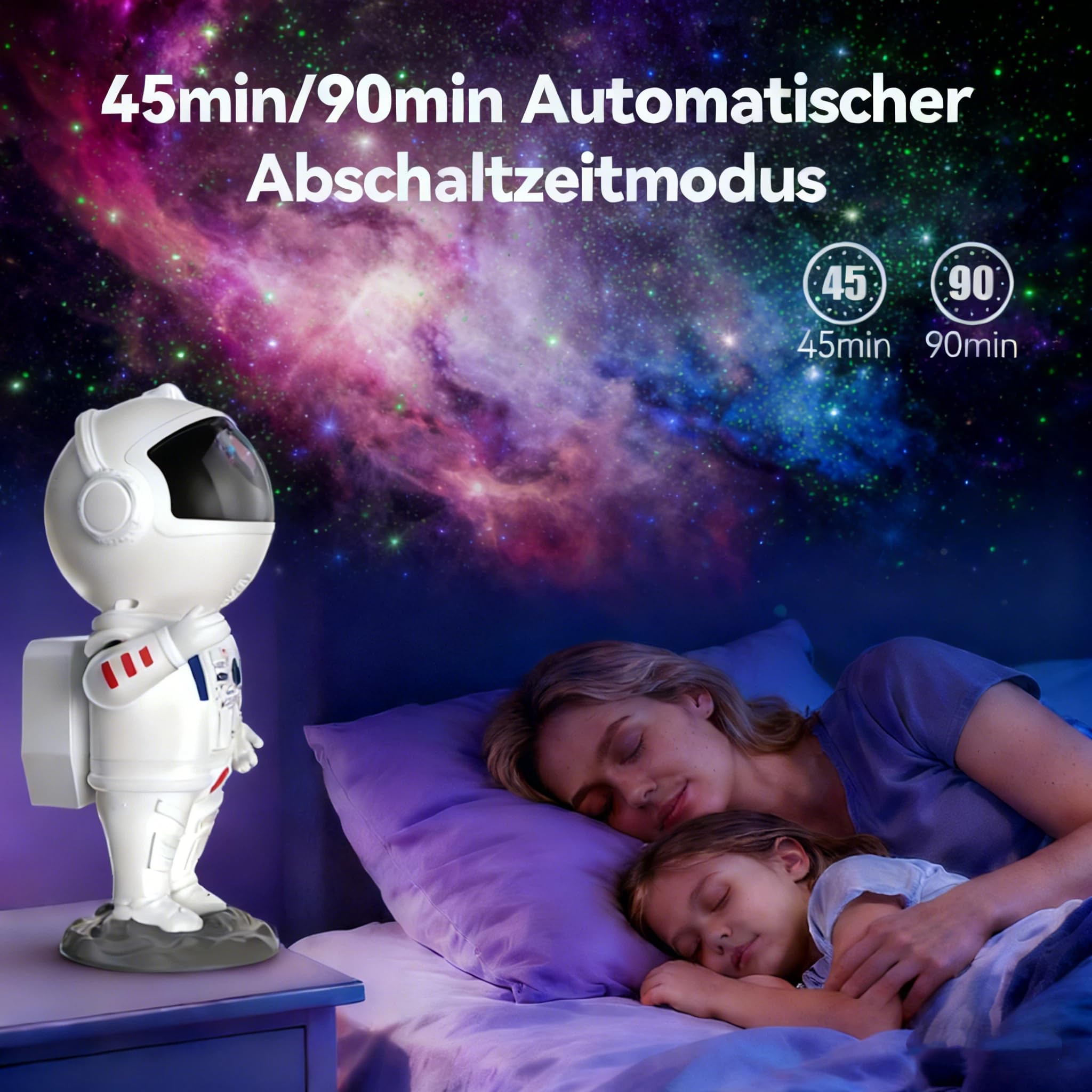 TechRise Astronaut Sternenhimmel Projektor, Astronaut Projektor, LED Weltraum Lichtprojektor Lampe, Nachtlicht Sternenhimmel, Mit Timer & Fernbedienung, Geschenk für Kinder und Erwachsene