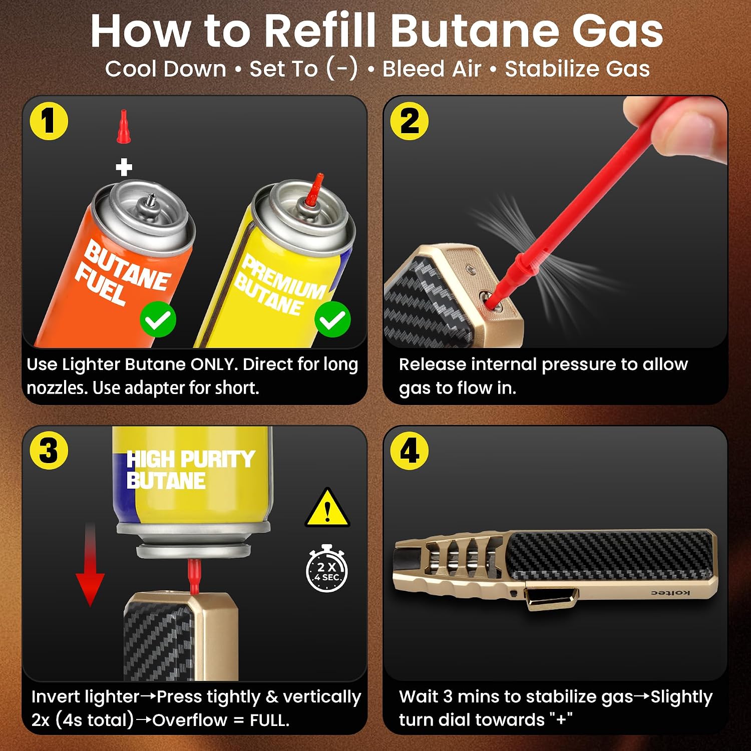 Butane Torch Lighter, Refillable Windproof Jet Flame, BBQ, Camp & Cooking