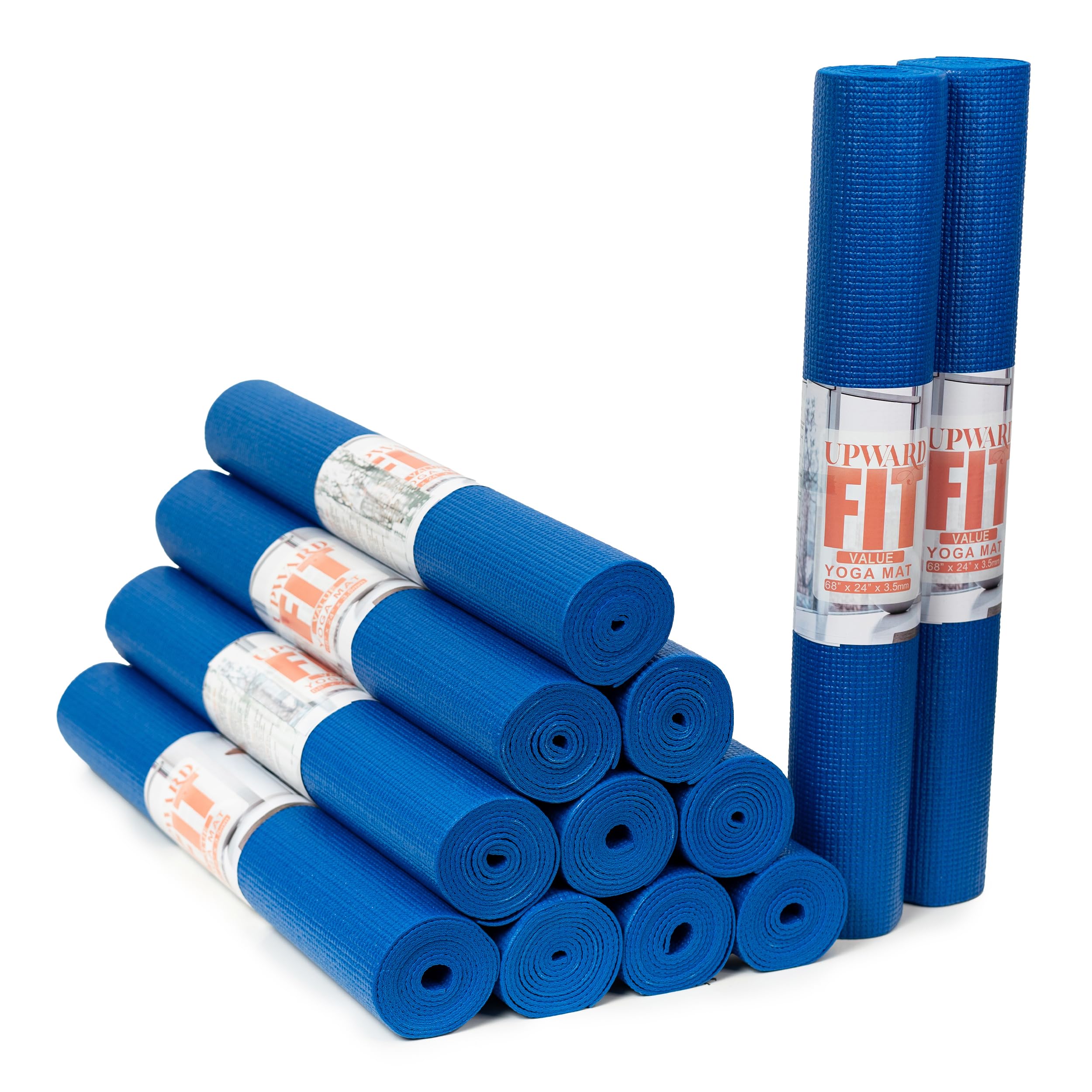 12-Pack Value Yoga Mat 68 x 24 Non Slip Exercise Mat 3mm Thick Gym Mat Bulk Non Toxic