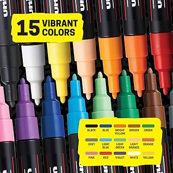 Amazon.co.jp: posca 三菱鉛筆 水性ペン ポスカ 細字 丸芯 15色