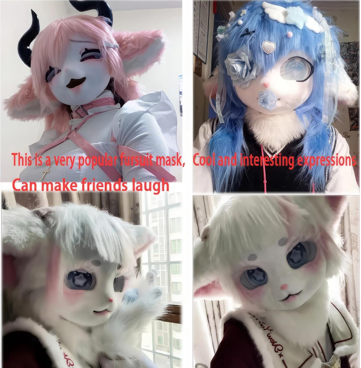 [Rolamumu] 毛皮の動物フード、手袋付きアニメスタイルのフード、着用可能なフードパーティーヘッドドレス、ハロウィンコスチュー