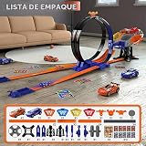 Conjuntos de pistas de carreras, juguetes de pista de carreras competitivos de dos jugadores para niños, 2 coches de carreras de alta velocidad, juguetes de coches de pista de 360° para niños y niñas