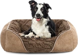 Dog Bed Medium Washable, Medium Small Dog Beds with Sides Fill 1.3kg Thickened Fiber PP Cotton to Support All Bones, Dog Sofa Bed Puppy Bed fit Border Collie, French Bulldog, 66×55×21cm