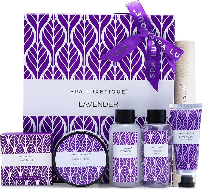 Spa Luxetique Spa Gift Set, Women Gift Sets, 6pcs Lavender Bath Sets