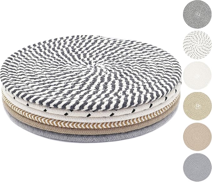 10 Inch Trivets for Hot Dishes, Hot Pots and Pans, Extra Large Thick Heat Resistant Large Coaster for Kitchen, Hot Pads, Kitchen Essentials, Pot Holders for Table & Countertop, 6 Pcs